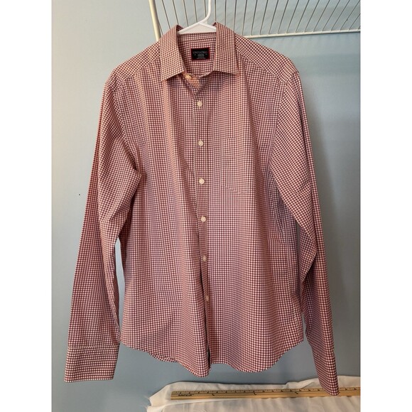 UNTUCKit Button Up Shirt Men's Med Red check Long Sleeve 100% Cotton Egan WF - Picture 1 of 6